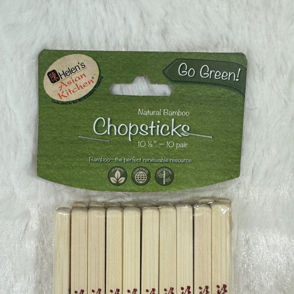 Helen’s Asian Kitchen Chopsticks – 10 Pair Bamboo Go Green 10.5" new - Picture 2 of 5